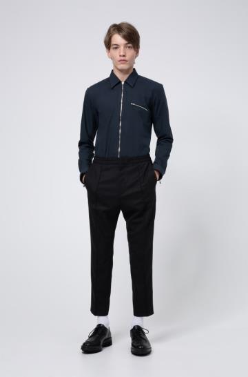 Koszula HUGO Extra Slim Fit Zip Through Ciemny Niebieskie Męskie (Pl07235)